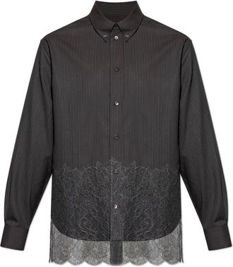 Fendi Casual Shirts, male, Black, S, Shirt with Lace Trim