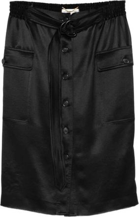 Saint Laurent Minirok met Knopen en Riem - Dames - Korte rokken - Zwart - M - Leer - Rokken