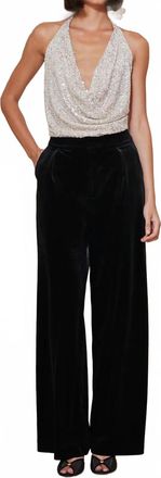 Bishop + Young Womens Luxe Velvet Wide Leg Pants In Black