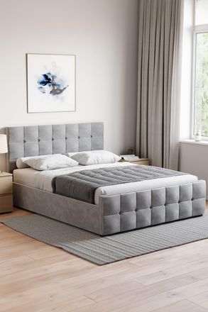 Home Discount Vida Designs Valentina King Size Ottoman Bed Frame Velvet Fabric UKFR in Grey