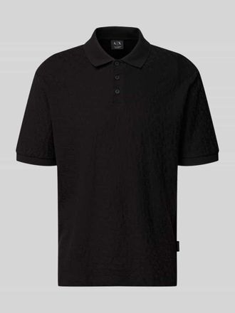 A|X Armani Exchange Regular Fit Poloshirt mit Strukturmuster in Black, Gr&ouml;&szlig;e XXL
