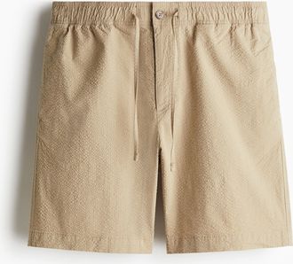 H&M Seersucker-Shorts in Relaxed Fit - Beige
