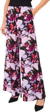 Ted Baker Maya Floral Wide Leg Pants in Rich Black at Nordstrom, Size 14