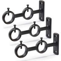 OEM 3 Soportes Dobles Para Barras De Cortina. Ideales Para Salones Y Dormitorios, Dise&ntilde;o Moderno En Color Negro. - Crezuo