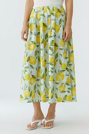 Oui Lemons Skirt In Blue And Yellow