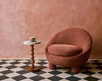 Castlery Tan France Rumi Chair, Plush Sherpa, Rust, Brown, Castlery