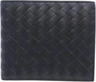 Bottega Veneta Pre-owned Vintage Intrecciato Bi-fold Portemonnee - Heren - Vintage Accessoires - Blauw - ONE Size - Leer - Vintage