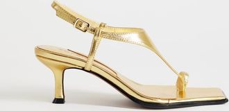 Topshop Selina - Sandali con tacco allacciati color oro con infra-alluce-Verde