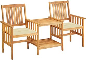 vidaXL Sillas Y Mesita De Jard&iacute;n Con Cojines Madera Maciza Acacia Vidaxl