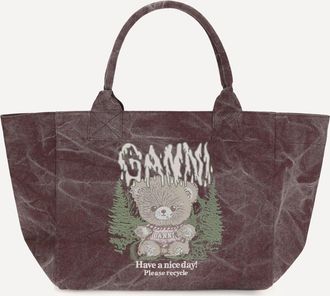 Ganni Medium trapeze teddy print Shopping Bag Female UNI
