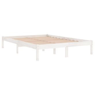 vidaXL Vidaxl - Estructura De Cama Doble Sin Colch&oacute;n Madera Maciza Blanco