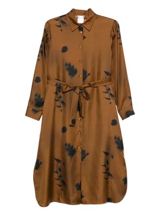 Max Mara floral-print silk dress - women - Silk - 40 - Brown
