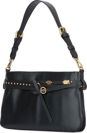 Pinko Womens Classic Shoulder Bag Black Grain Leather