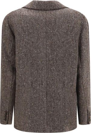 Brunello Cucinelli Womens Brown Wool Oves Aries Biker Jacket Clothing