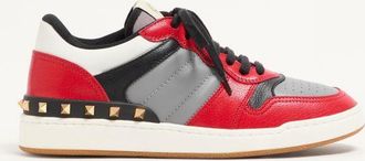 Valentino Garavani Sneaker Freedots Bicolore In Capretto E Vitello Nappato Con Dettaglio Borchie Uomo CORALLO/MULTICOLOR 40.5