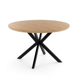 Konte Design Mesa redonda de roble chapado con patas en forma de x, &oslash; 120 cm