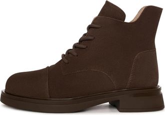 Cesare Gaspari Gestructureerde veterlaars - Dames - Veterlaarzen - Bruin - 38 EU - Wol - Schoenen