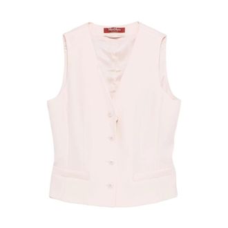 Max Mara Vests, female, Pink, Size: XS Wool Crepe Gilet
