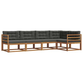vidaXL Conjunto De Sof&aacute;s De Exterior 5 Pcs Natural Y Antracita Vidaxl