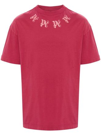 Palm Angels Katoenen T-shirt met monogramprint - Roze
