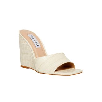 Steve Madden Veles Wedge Sandal Bone Croco VELE01S1 Womens