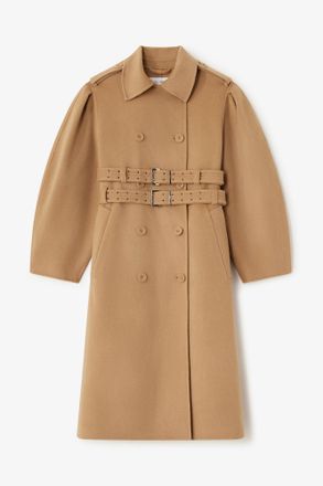 Ganni Beige Coat in Double-Faced Wool - Size 10/12