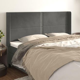 vidaXL Cabecero Con Orejas De Terciopelo Gris Oscuro 163x16x118/128 Cm Vidaxl