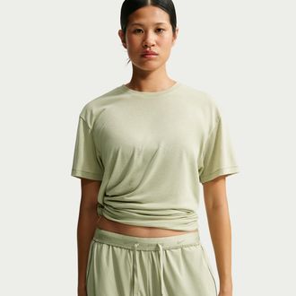 Nike Womens SKIMS Performance Cotton Blend Oversized Short-Sleeve Top in Green | IW1149-379