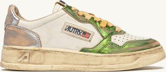 Autry MEDALIST LOW SUPER VINTAGE SNEAKERS IN GUN AND GREEN LEATHER