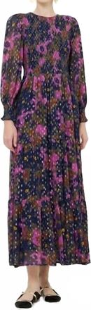 Oliphant Smocked Top Maxi Dress In Suzani Navy