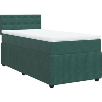 vidaXL Cama Box Spring Con Colch&oacute;n Terciopelo Verde Oscuro 90x200 Cm Vidaxl