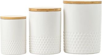 10 Strawberry Street 3Pc Embossed Ceramic Kitchen Canister Set