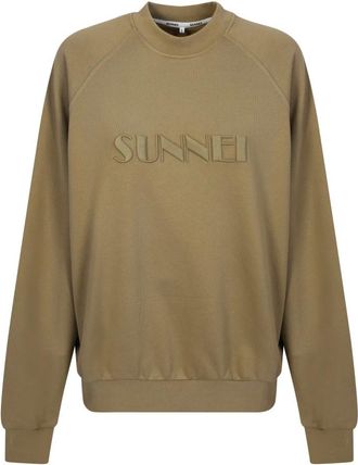 Sunnei Sunnei, Hoodies & sweatvesten, Dames, Beige, M, Katoen, Beige Sweatshirt met Logo Detailing