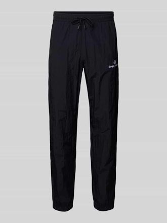 Sergio Tacchini Straight Fit Stoffhose mit Logo-Stitching Modell Nayla in Black, Gr&ouml;&szlig;e XXL