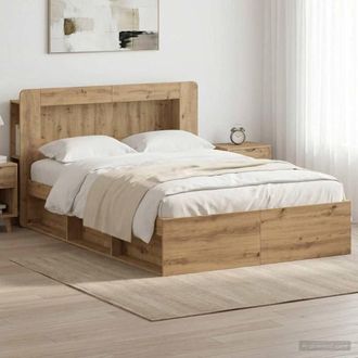 Berkfield Home Bed Frame with Storage Artisan Oak 140 x 190 cm Engineered Wood in Brown