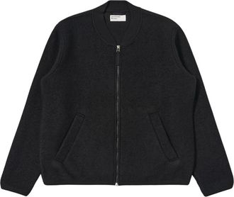Universal Works Wool Fleece Zip Bomber - Heren - Zomerjassen - Zwart - L - Katoen - Jassen