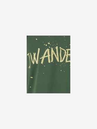 J.W.Anderson Mens Cotton T-Shirt With Logo Green T-Shirts And Polos