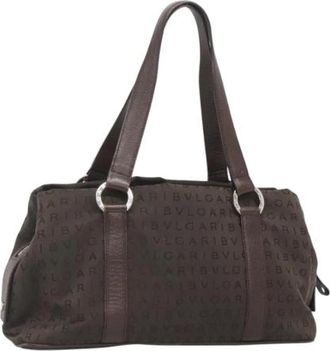 Bulgari Tweedehands Canvas handtassen - Dames - Vintage Shopper - Bruin - ONE Size - Leer - Vintage