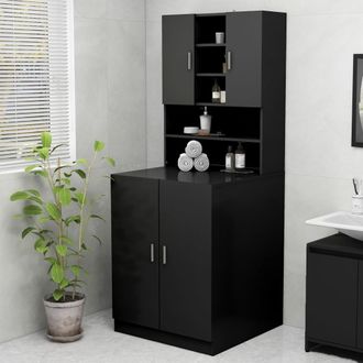 vidaXL Armario De Lavadora Negro 70,5x25,5x90 Cm Vidaxl