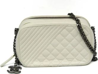 Chanel Pre-owned Leather chanel-bags - Dames - Vintage Schoudertas - Beige - ONE Size - Leer - Vintage