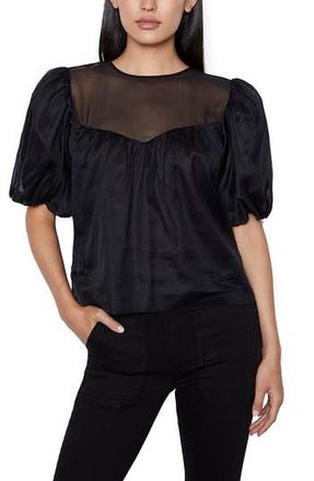 Frame Denim Sheer Inset Silk Organza Top in Noir at Nordstrom Rack, Size Medium