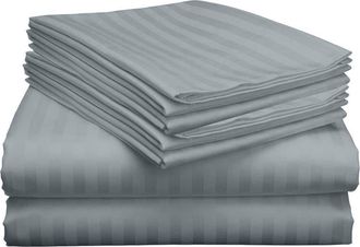 Luxury Home Dobby Stripe Sheet Set in Gray at Nordstrom Rack, Size Queen