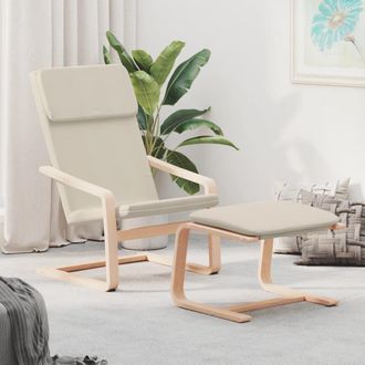 vidaXL Sill&oacute;n De Relax Con Taburete Tela Color Crema Vidaxl