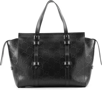Gucci Black Leather Handbag Tote Bag (Pre-Owned)