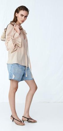 H&M Raw-edge Denim Shorts in Light Denim Blue at Nordstrom, Size 10
