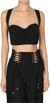 BABYLON Elegante Crop Top met Gekruiste Rug - Dames - Tops zonder mouwen - Zwart - M - Tops
