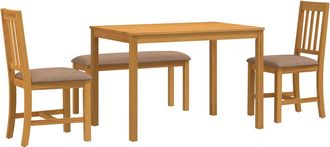 vidaXL Conjunto De Comedor 4 Uds. Gris Madera De Roble S&oacute;lido Vidaxl