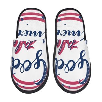 Generic Slippers For Men God Bless America Patriotic Star Print Ladies House Slippers Winter Warm MenS Warm Slip On Slipper, For Indoor Outdoor, Travel, Hotel