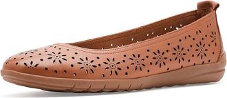 Easy Spirit Araceli Womens Dress Flat Shoes Medium Brown Leather : 6.5 M (B)