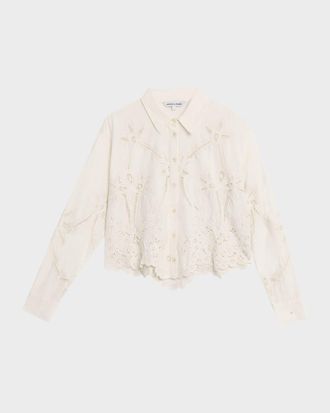 Veronica Beard Aderes Eyelet Button-Front Shirt